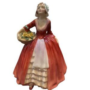 Royal Doulton Janet Figurine HN1637 Red Dress Lady Holding Basket Of Flowers